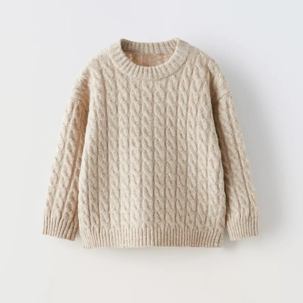 Zara boys Cozy Cable Knit Sweater - Cream size 5-6